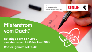 BEK 2030: Onlinebeteiligungsverfahren auf mein.berlin.de