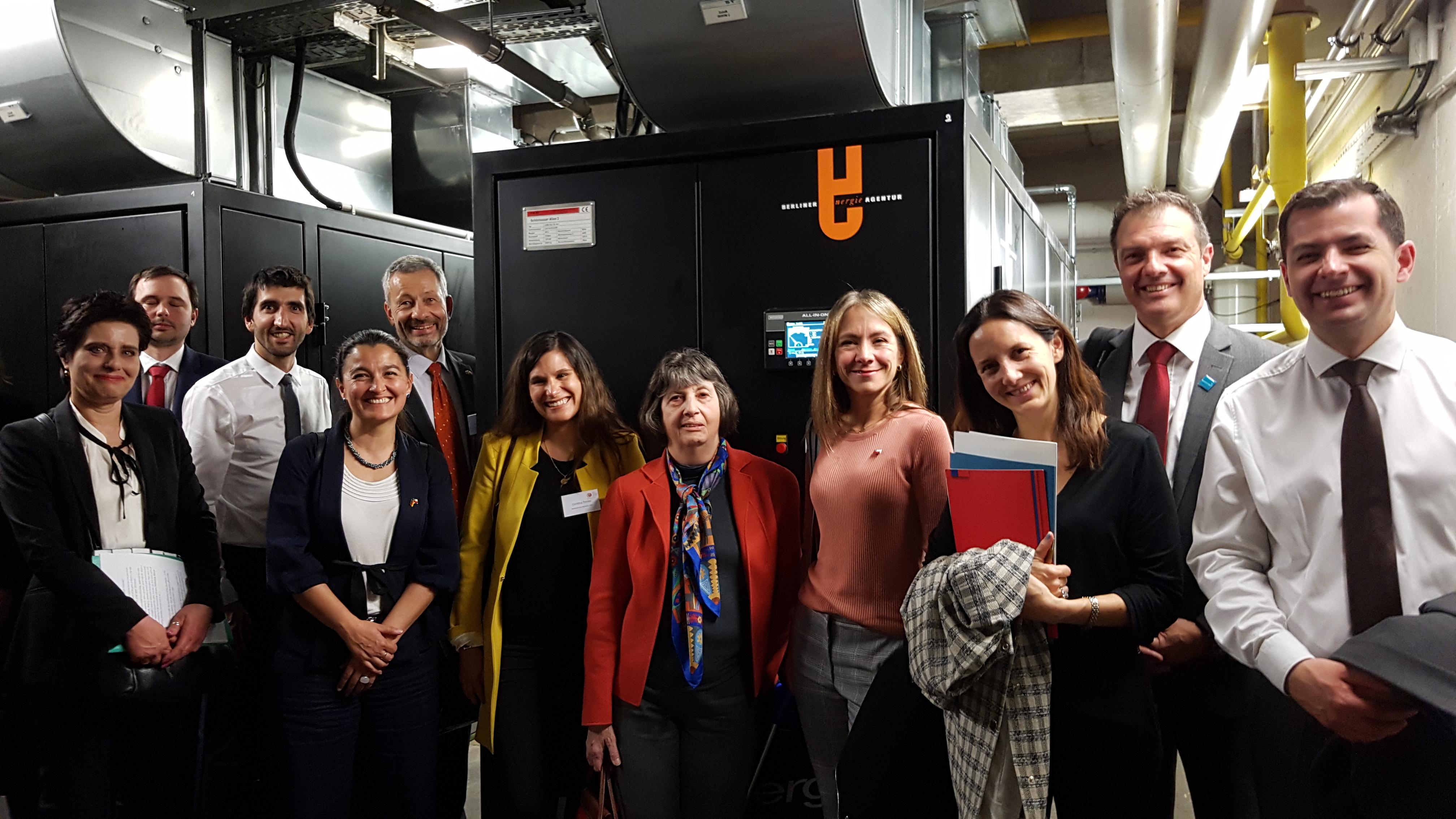 Chile's Energy Minister Susana Jimenez visits a CHCP plant of the Berlin Energy Agency