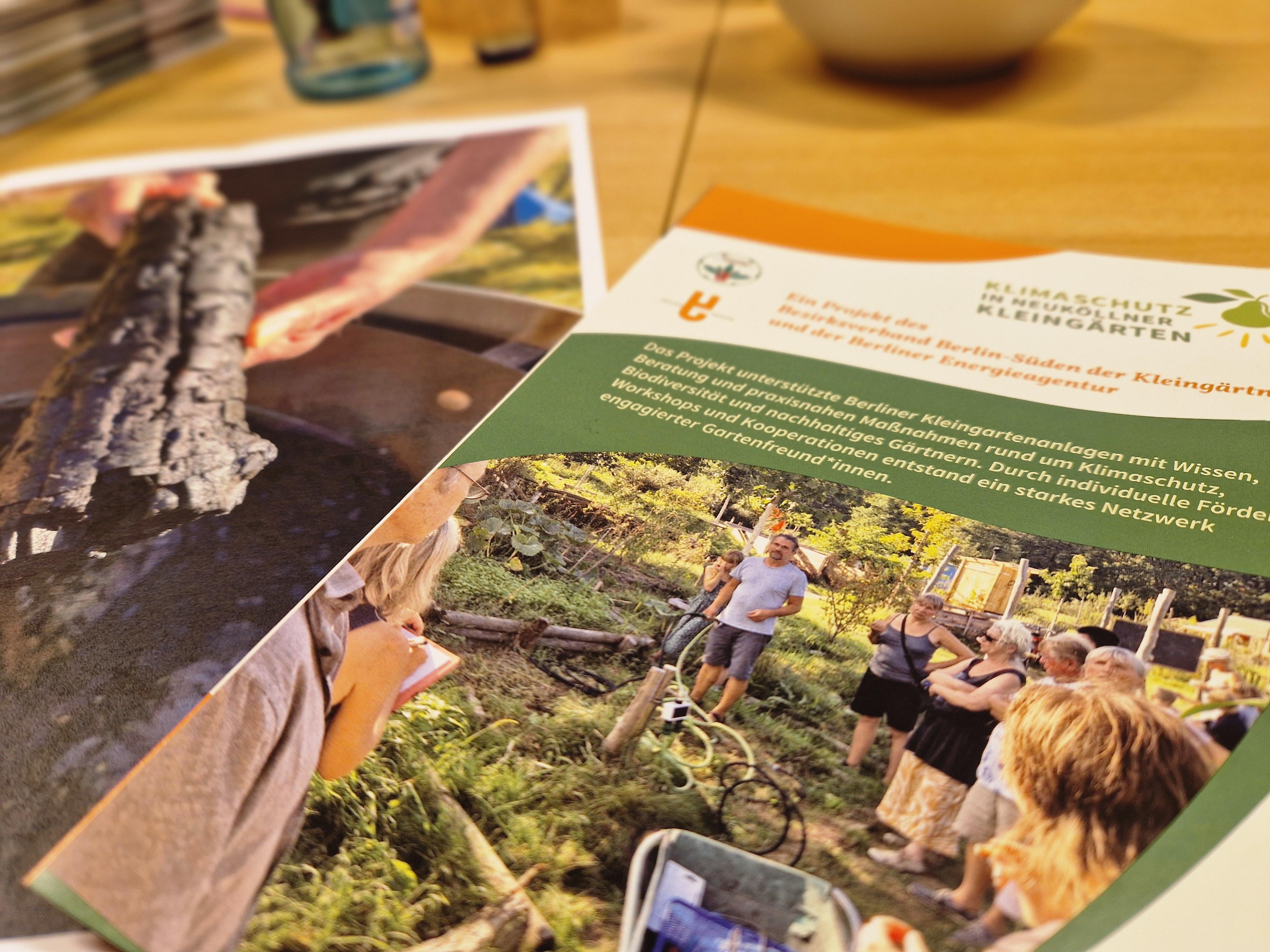 Abschlussflyer des Projekts „Klimaschutz und Klimaanpassung in Neuköllner Kleingartenanlagen“. Copyright: BEA